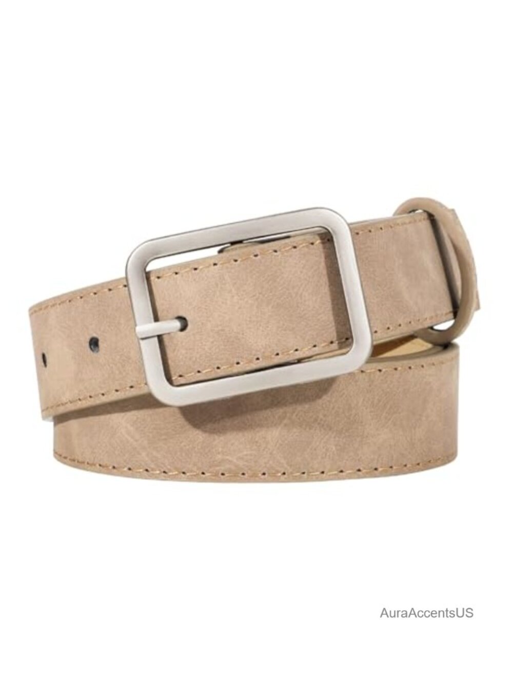 Women Suede Leather Belt with Silver Buckle Waist Belt for Jeans Pants